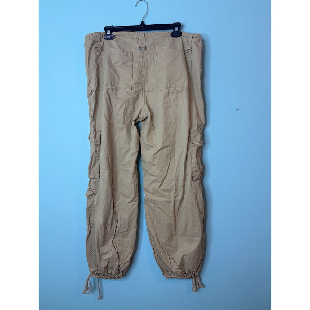 Angel Kiss Y2K Tan Khaki Cargo Pants Large Utility Gorpcore Grunge Ties Straps - Picture 2 of 12